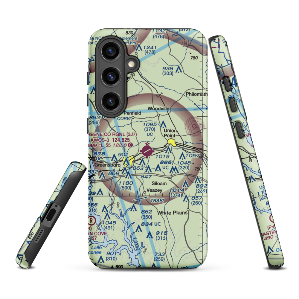 Greene County Regional Airport (3J7) VFR Sectional Samsung Phone Case Samsung Galaxy S24 Plus model shown