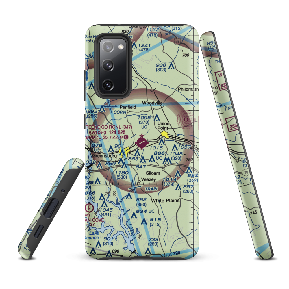Greene County Regional Airport (3J7) VFR Sectional Samsung Phone Case Samsung Galaxy S20 FE model shown