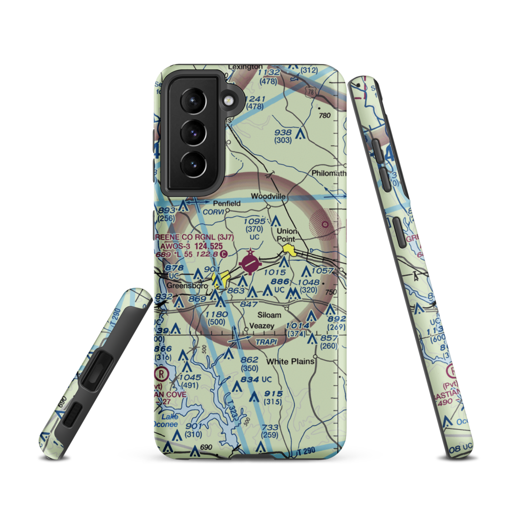 Greene County Regional Airport (3J7) VFR Sectional Samsung Phone Case Samsung Galaxy S21 model shown