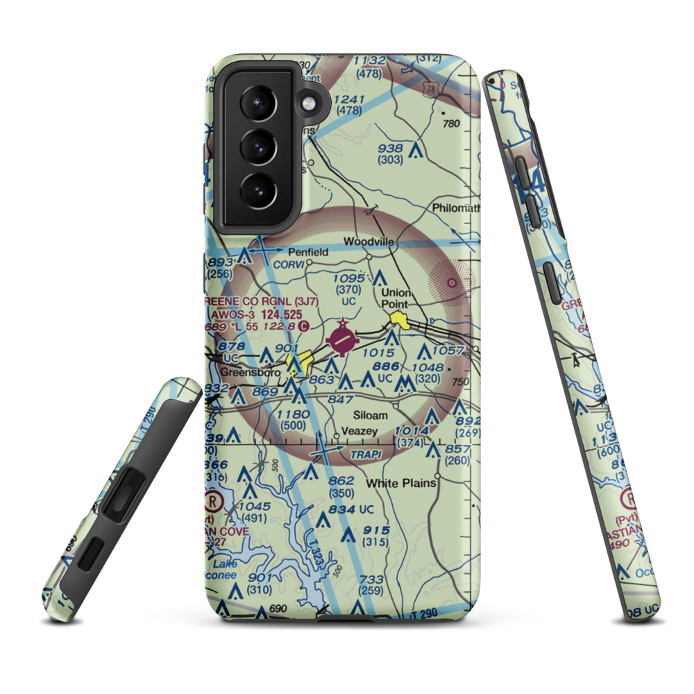 Greene County Regional Airport (3J7) VFR Sectional Samsung Phone Case Samsung Galaxy S21 Plus model shown