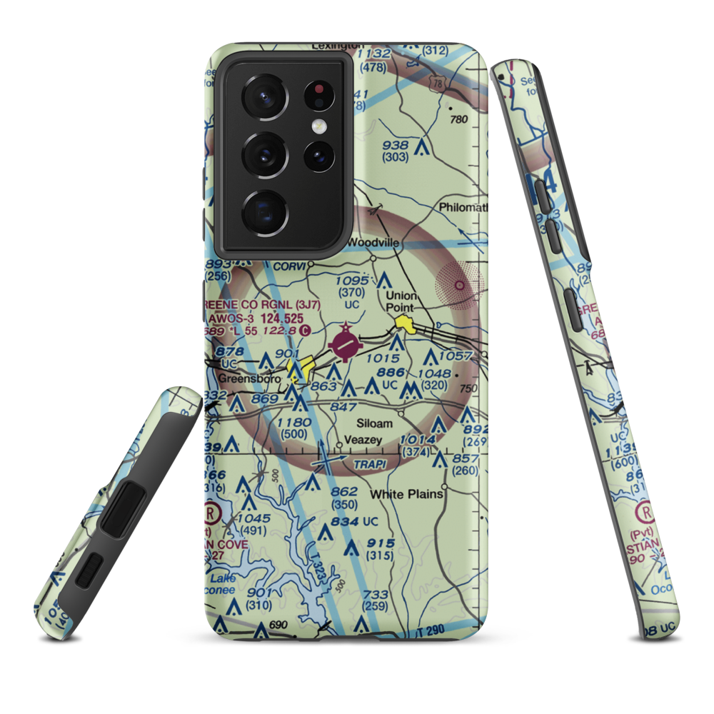 Greene County Regional Airport (3J7) VFR Sectional Samsung Phone Case Samsung Galaxy S21 Plus model shown
