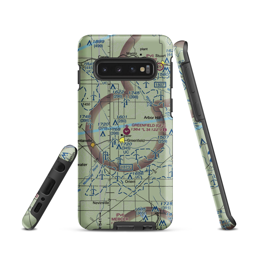 Greenfield Municipal Airport (GFZ) VFR Sectional Samsung Phone Case Samsung Galaxy S10 model shown