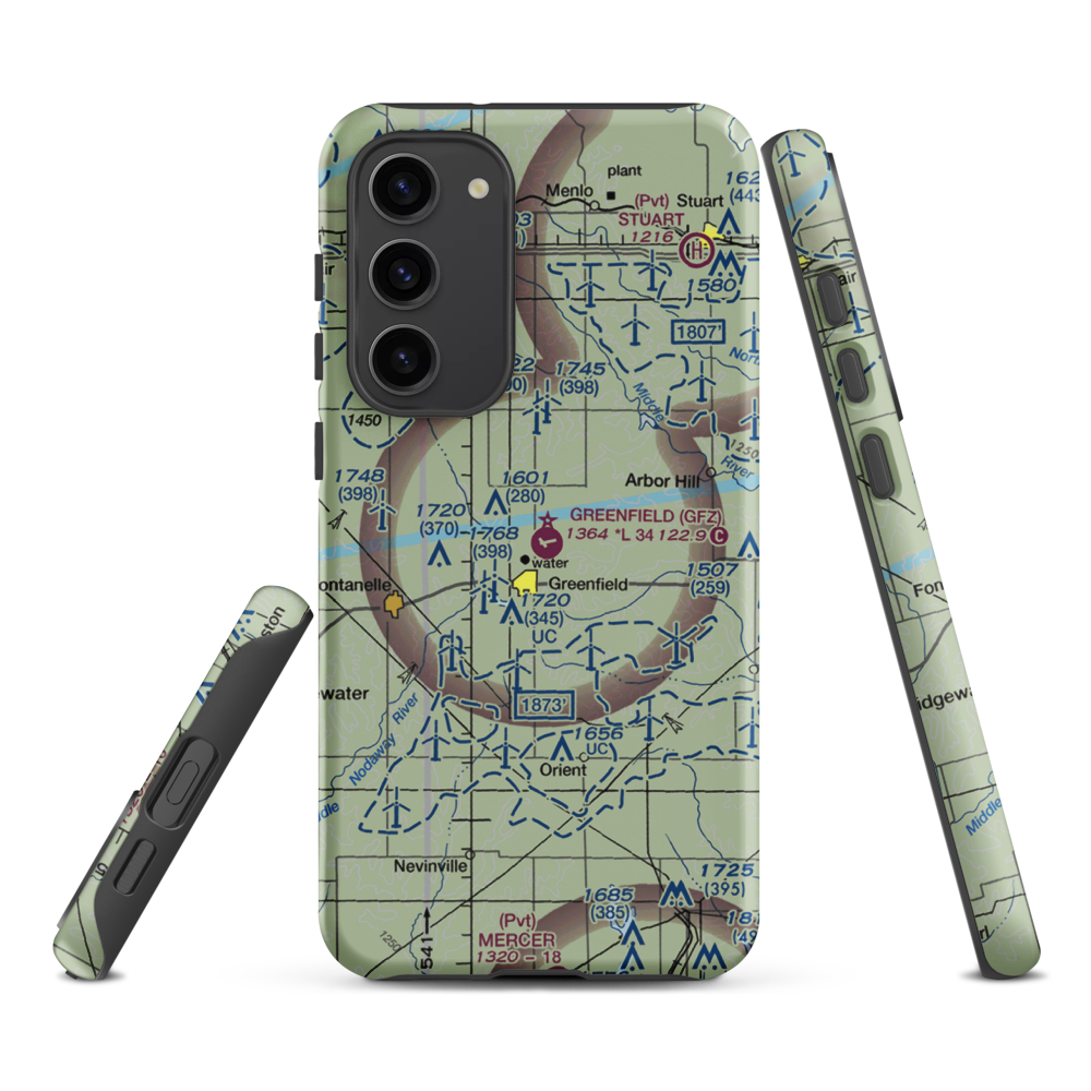 Greenfield Municipal Airport (GFZ) VFR Sectional Samsung Phone Case Samsung Galaxy S23 Plus model shown