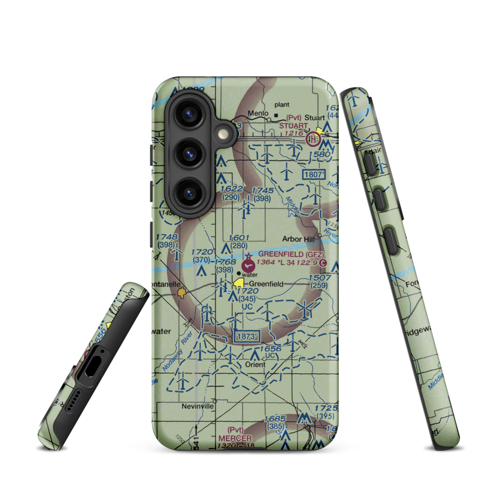 Greenfield Municipal Airport (GFZ) VFR Sectional Samsung Phone Case Samsung Galaxy S24 model shown