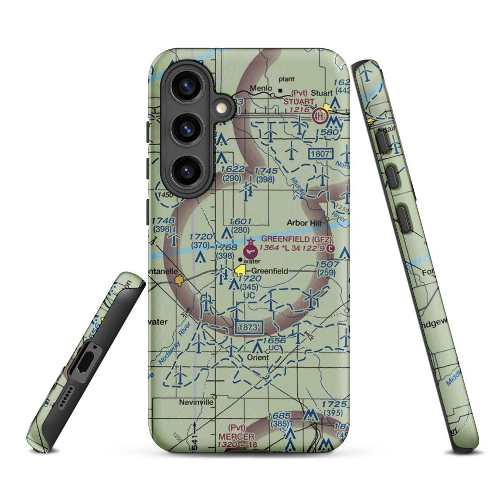 Greenfield Municipal Airport (GFZ) VFR Sectional Samsung Phone Case Samsung Galaxy S24 Plus model shown