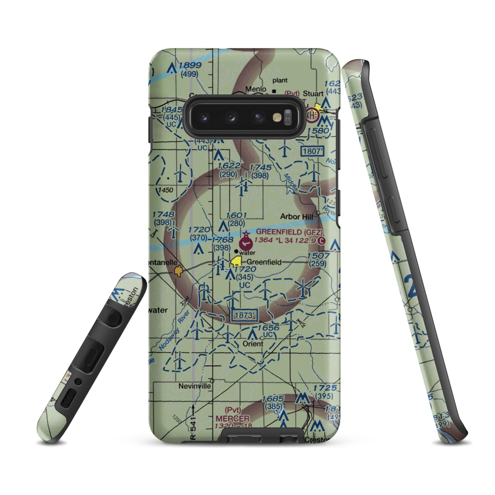 Greenfield Municipal Airport (GFZ) VFR Sectional Samsung Phone Case Samsung Galaxy S10e model shown