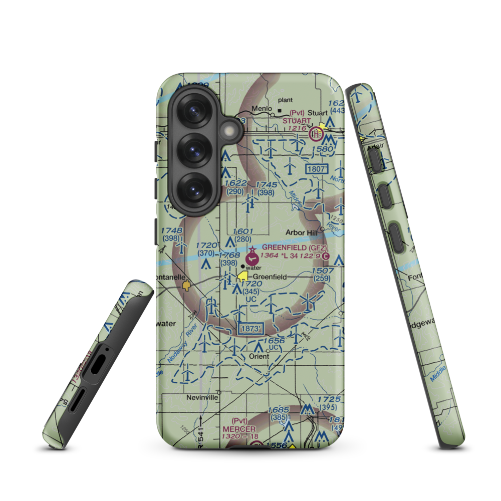 Greenfield Municipal Airport (GFZ) VFR Sectional Samsung Phone Case Samsung Galaxy S25 model shown