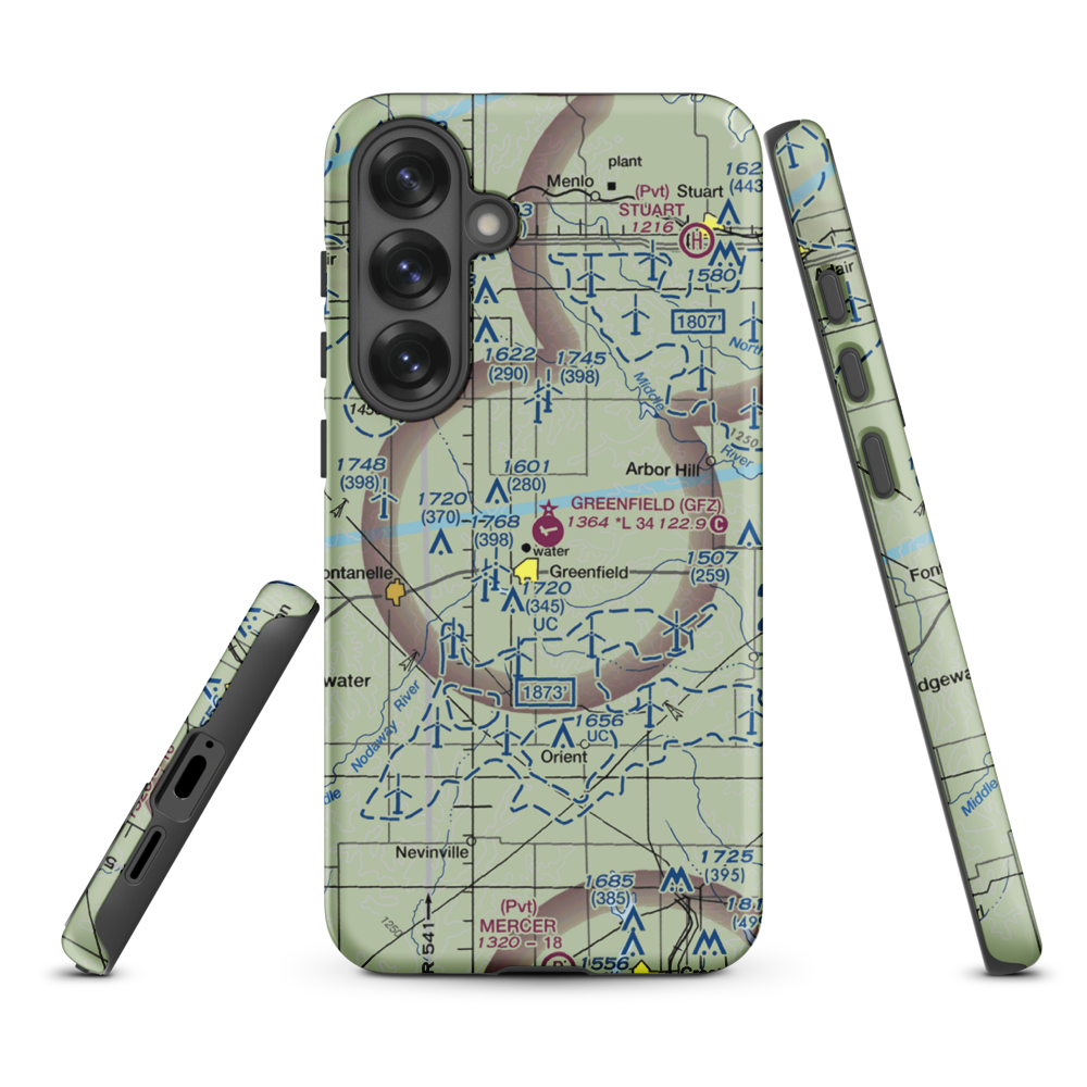 Greenfield Municipal Airport (GFZ) VFR Sectional Samsung Phone Case Samsung Galaxy S25 Plus model shown