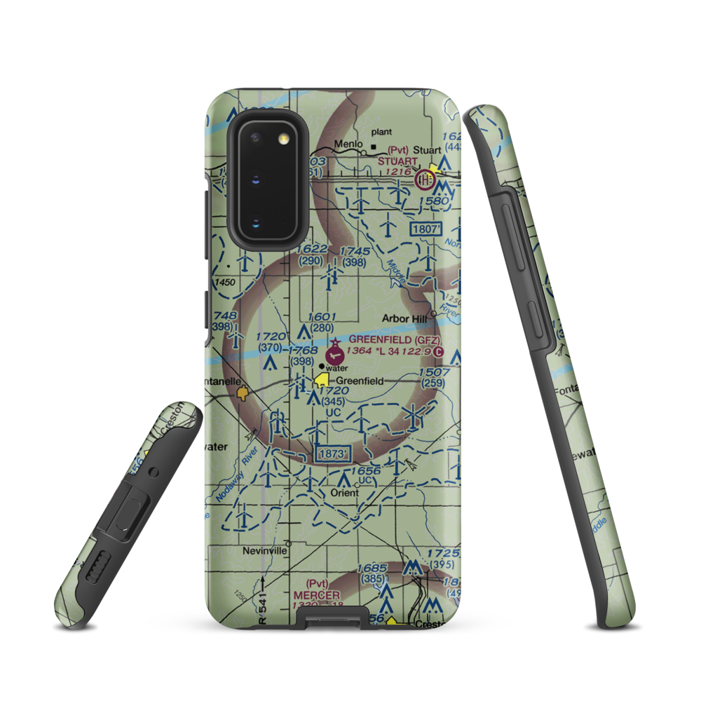 Greenfield Municipal Airport (GFZ) VFR Sectional Samsung Phone Case Samsung Galaxy S20 model shown
