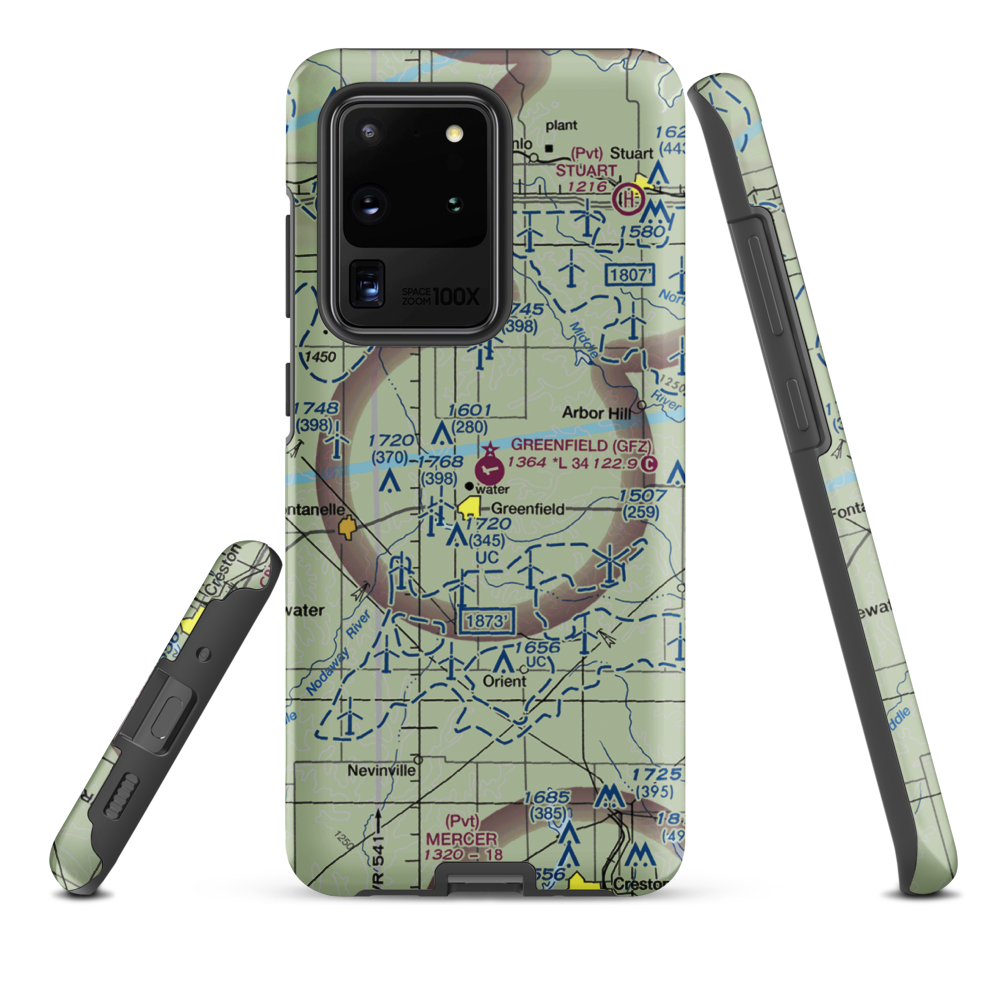 Greenfield Municipal Airport (GFZ) VFR Sectional Samsung Phone Case Samsung Galaxy S20 Ultra model shown