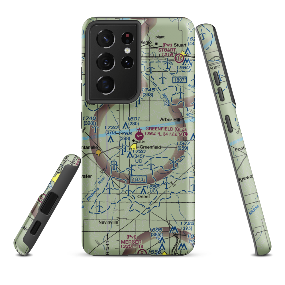 Greenfield Municipal Airport (GFZ) VFR Sectional Samsung Phone Case Samsung Galaxy S21 Ultra model shown