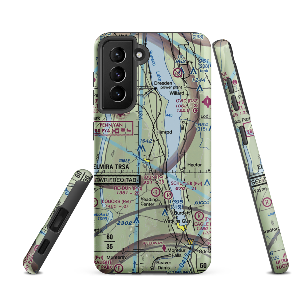 Greenlawn Farm Airport (38NY) VFR Sectional Samsung Phone Case Samsung Galaxy S21 FE model shown