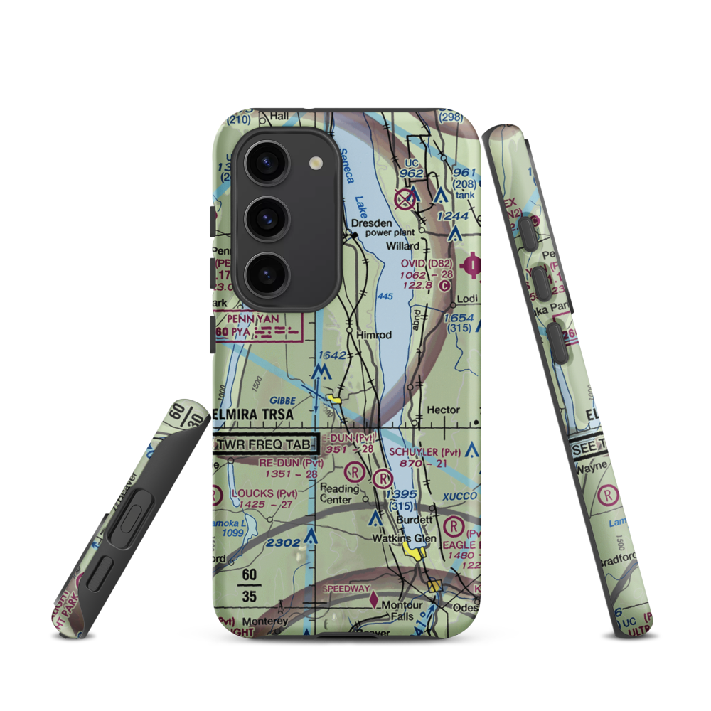 Greenlawn Farm Airport (38NY) VFR Sectional Samsung Phone Case Samsung Galaxy S23 model shown