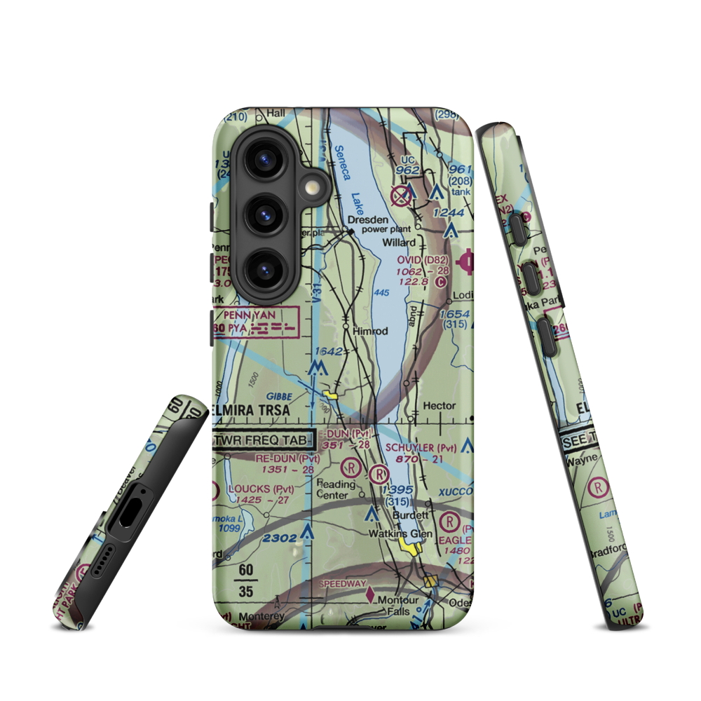 Greenlawn Farm Airport (38NY) VFR Sectional Samsung Phone Case Samsung Galaxy S24 model shown