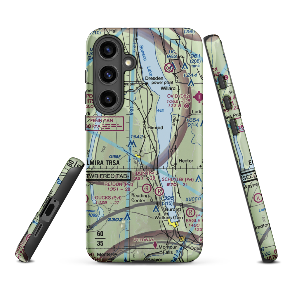 Greenlawn Farm Airport (38NY) VFR Sectional Samsung Phone Case Samsung Galaxy S24 Plus model shown