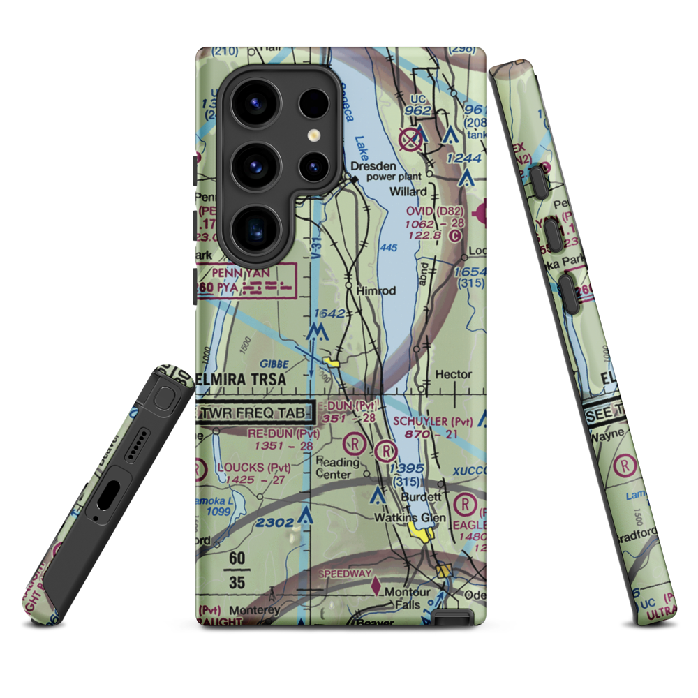 Greenlawn Farm Airport (38NY) VFR Sectional Samsung Phone Case Samsung Galaxy S24 Ultra model shown