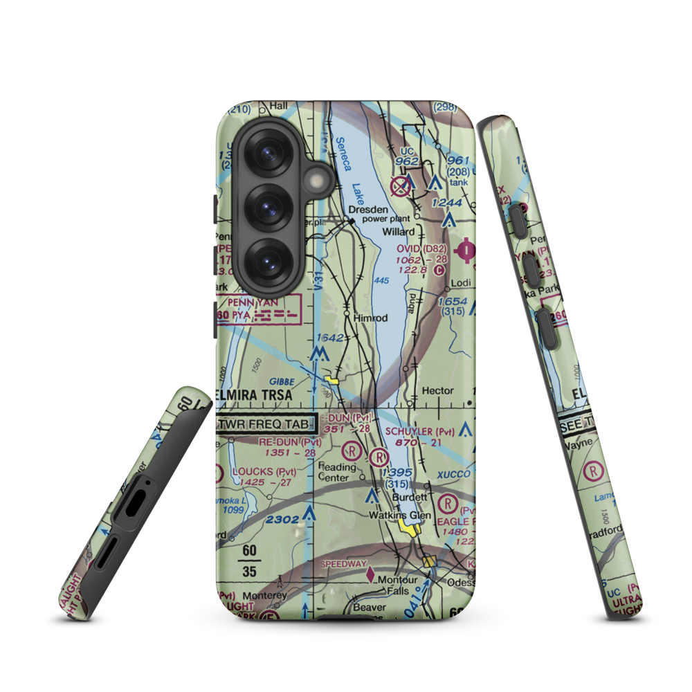 Greenlawn Farm Airport (38NY) VFR Sectional Samsung Phone Case Samsung Galaxy S25 model shown