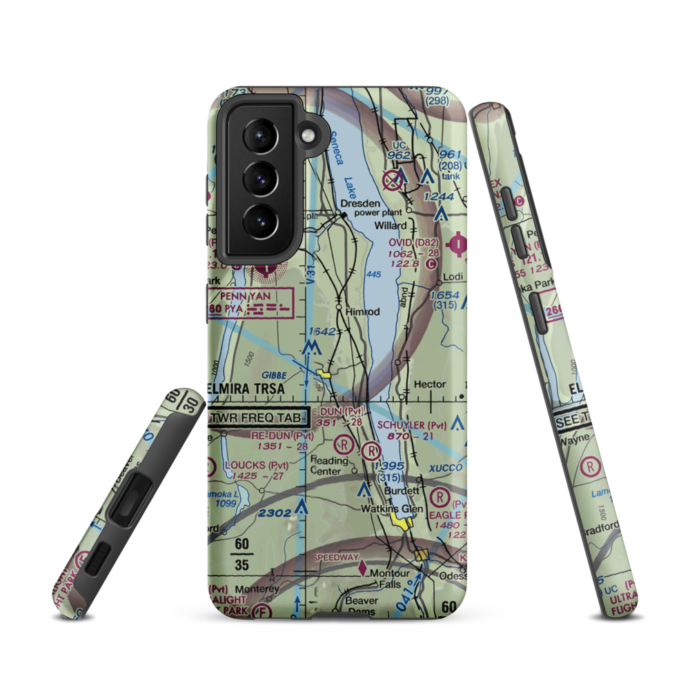 Greenlawn Farm Airport (38NY) VFR Sectional Samsung Phone Case Samsung Galaxy S21 model shown