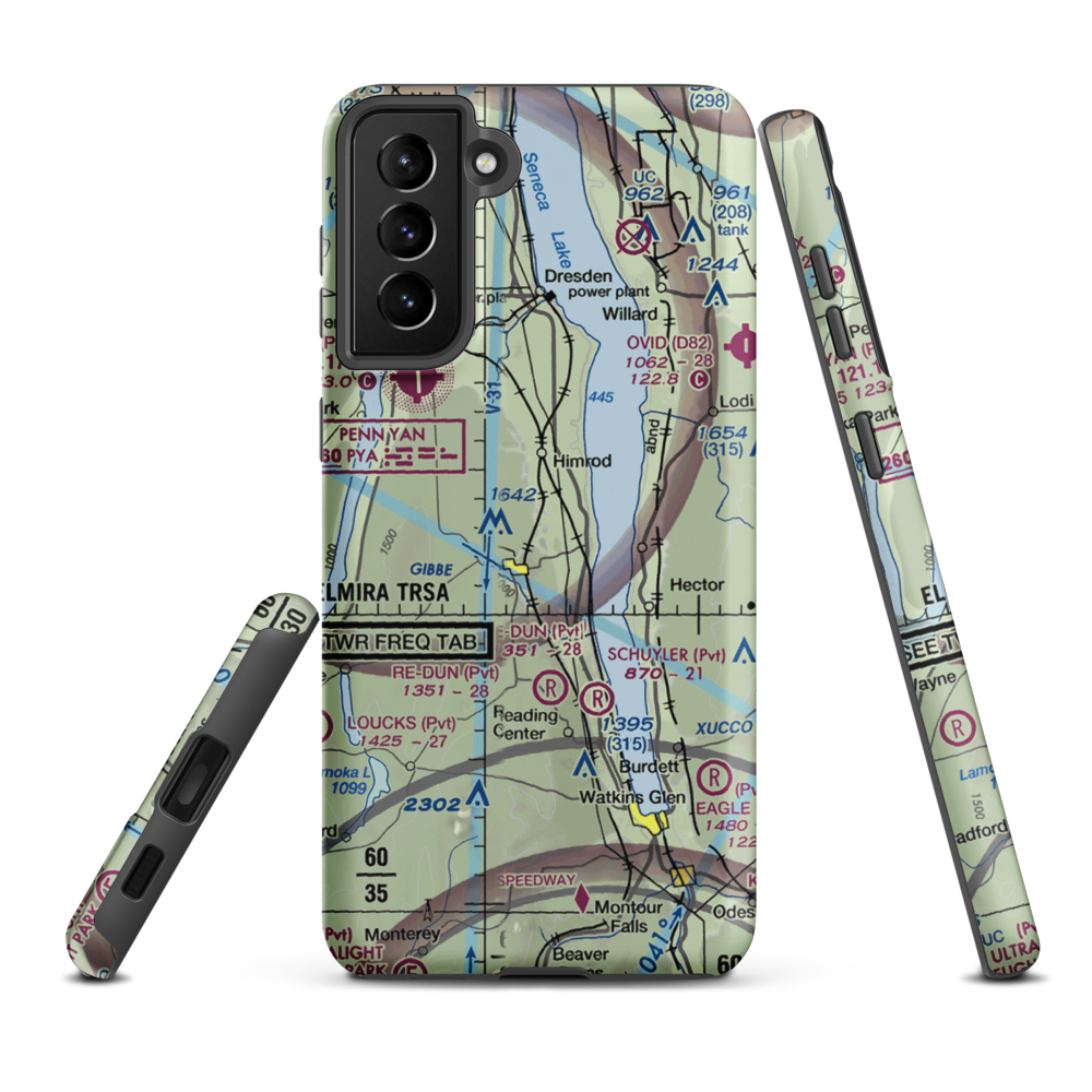 Greenlawn Farm Airport (38NY) VFR Sectional Samsung Phone Case Samsung Galaxy S21 Plus model shown