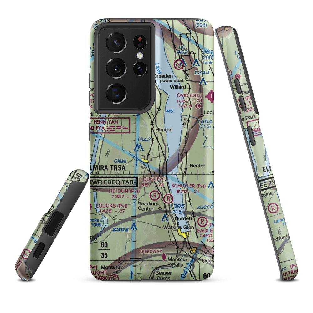 Greenlawn Farm Airport (38NY) VFR Sectional Samsung Phone Case Samsung Galaxy S21 Ultra model shown