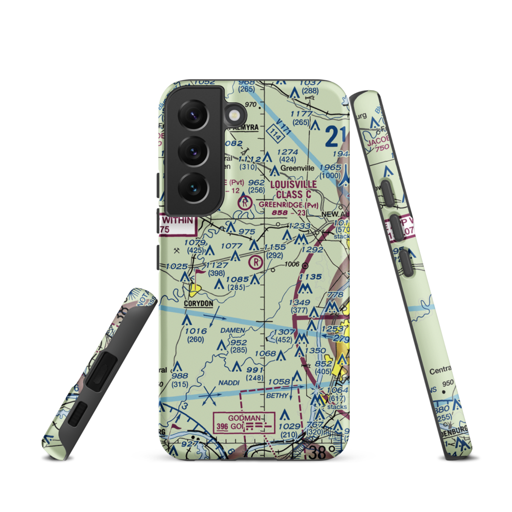 Greenridge RLA Restricted Landing Area (IN14) VFR Sectional Samsung Phone Case Samsung Galaxy S22 model shown