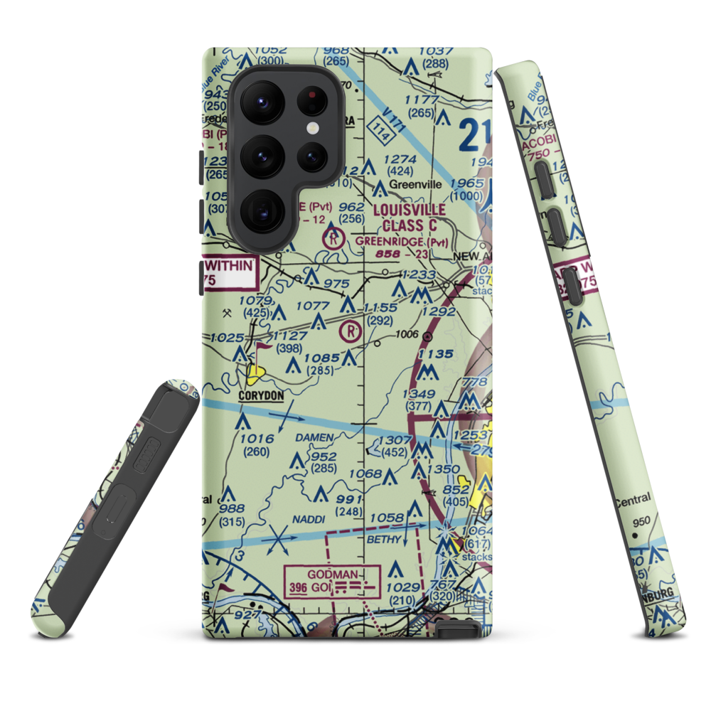 Greenridge RLA Restricted Landing Area (IN14) VFR Sectional Samsung Phone Case Samsung Galaxy S22 Ultra model shown