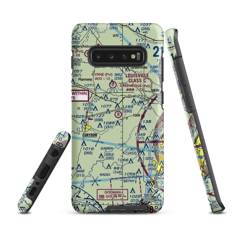 Greenridge RLA Restricted Landing Area (IN14) VFR Sectional Samsung Phone Case Samsung Galaxy S10e model shown