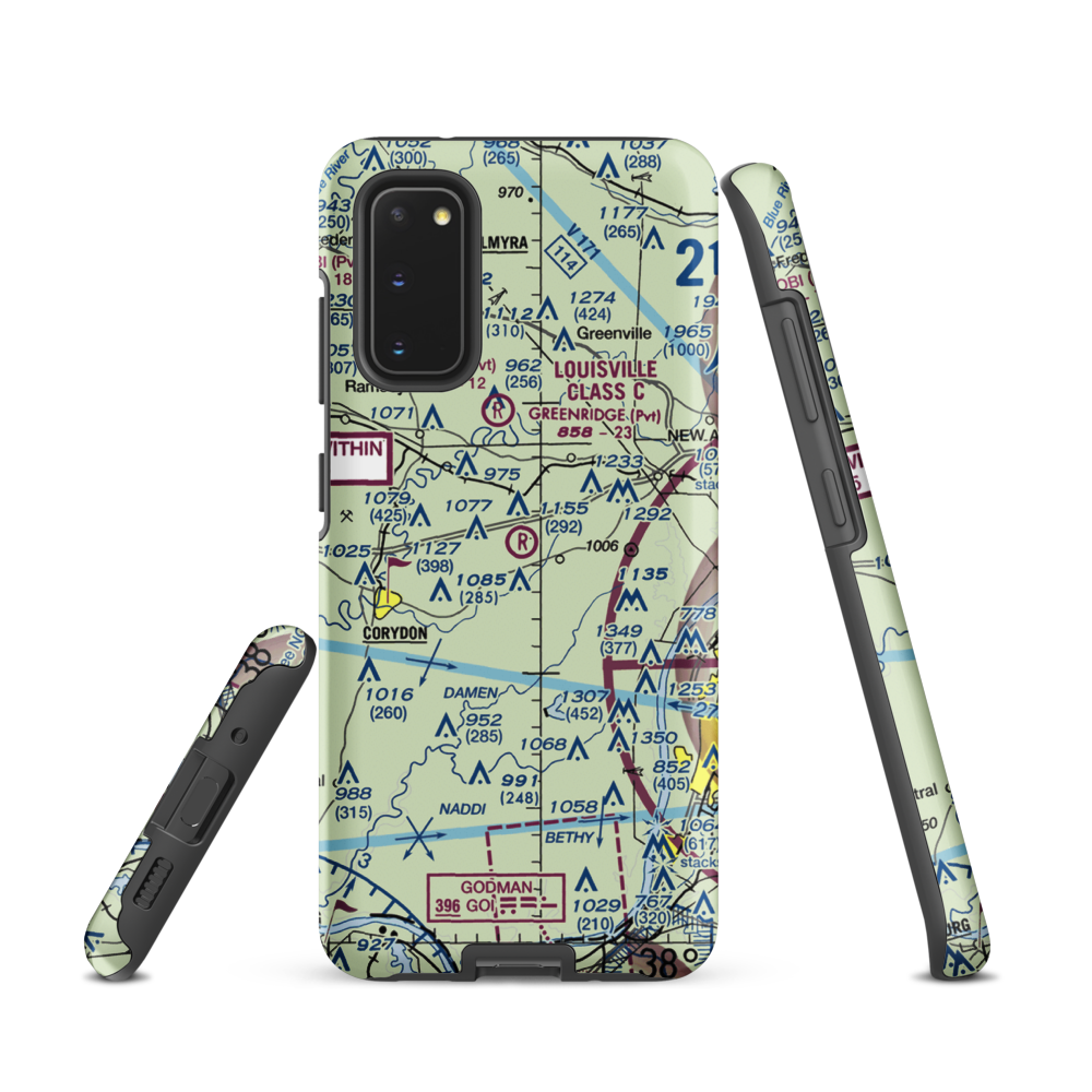 Greenridge RLA Restricted Landing Area (IN14) VFR Sectional Samsung Phone Case Samsung Galaxy S20 model shown