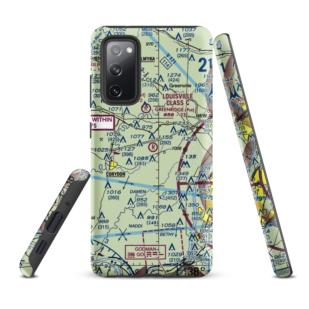 Greenridge RLA Restricted Landing Area (IN14) VFR Sectional Samsung Phone Case Samsung Galaxy S20 FE model shown