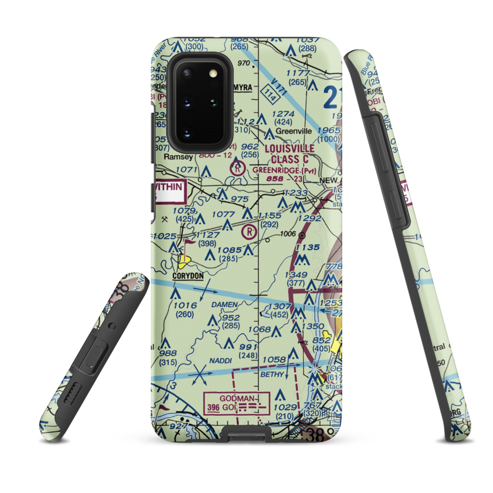Greenridge RLA Restricted Landing Area (IN14) VFR Sectional Samsung Phone Case Samsung Galaxy S20 Plus model shown
