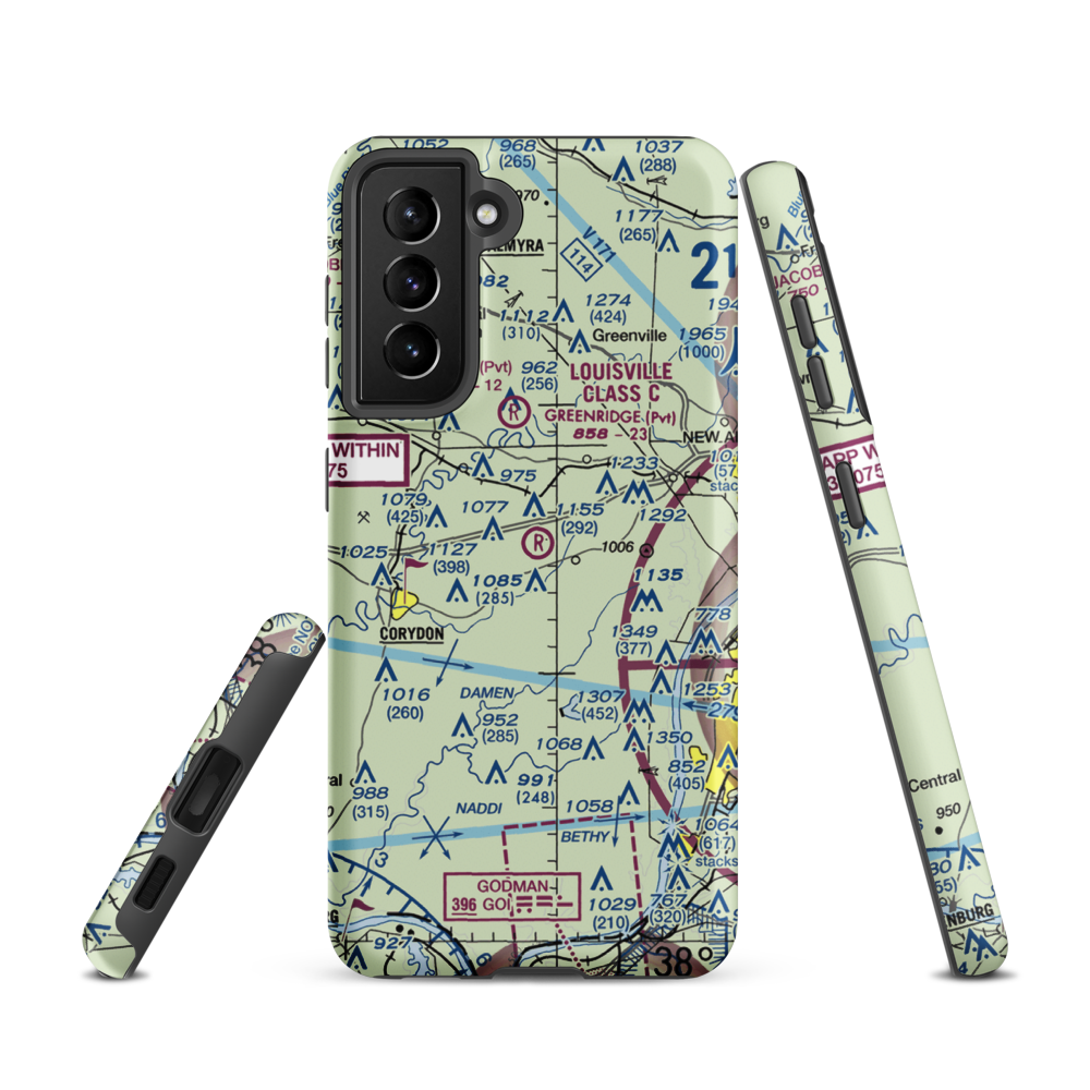 Greenridge RLA Restricted Landing Area (IN14) VFR Sectional Samsung Phone Case Samsung Galaxy S21 model shown