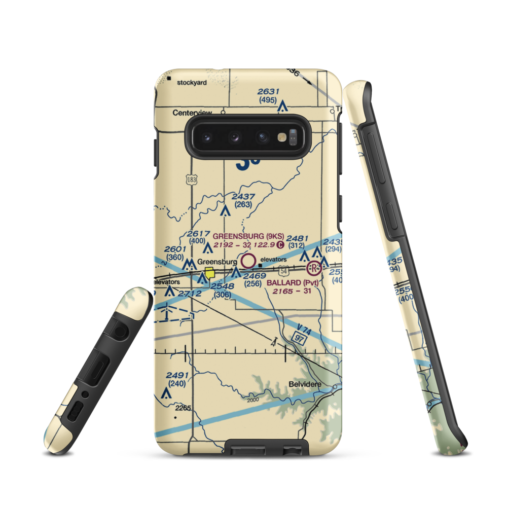 Greensburg Municipal Airport (9KS) VFR Sectional Samsung Phone Case Samsung Galaxy S10 model shown