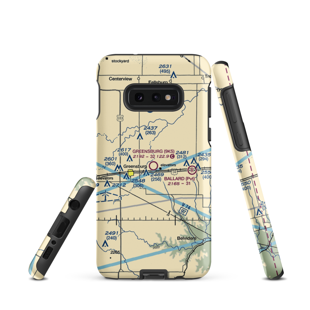 Greensburg Municipal Airport (9KS) VFR Sectional Samsung Phone Case Samsung Galaxy S10e model shown