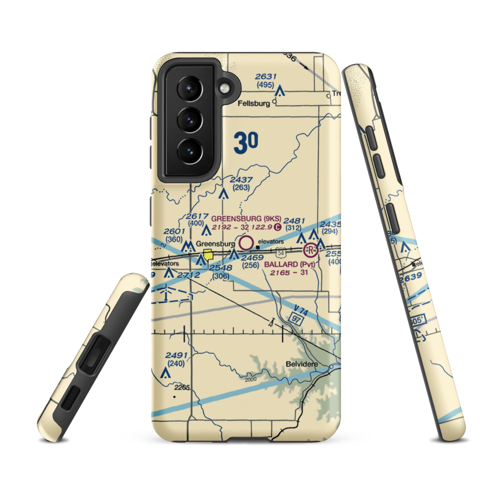 Greensburg Municipal Airport (9KS) VFR Sectional Samsung Phone Case Samsung Galaxy S21 FE model shown