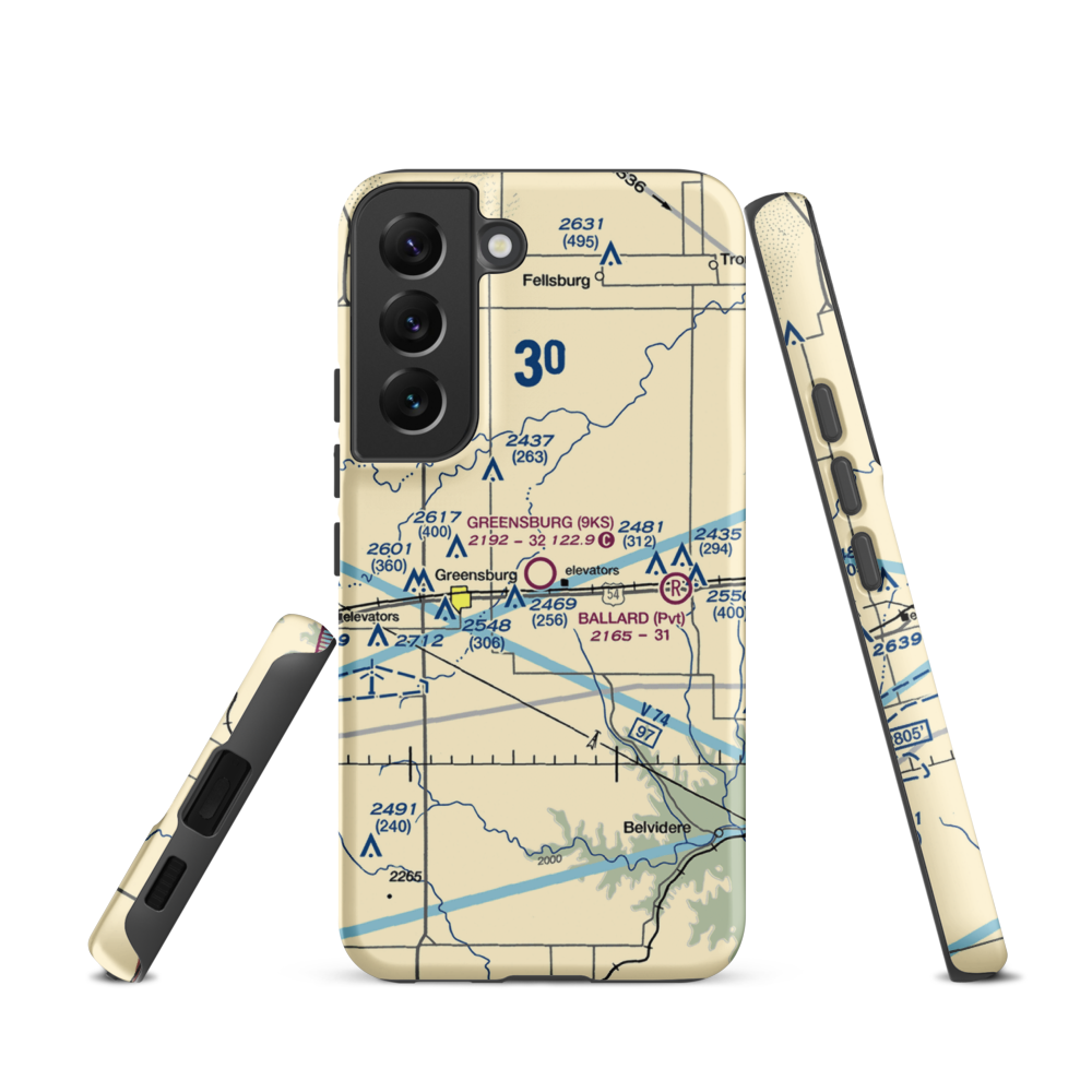 Greensburg Municipal Airport (9KS) VFR Sectional Samsung Phone Case Samsung Galaxy S22 model shown