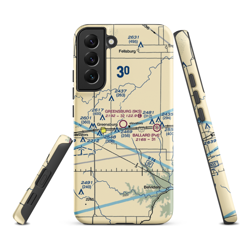 Greensburg Municipal Airport (9KS) VFR Sectional Samsung Phone Case Samsung Galaxy S22 Plus model shown