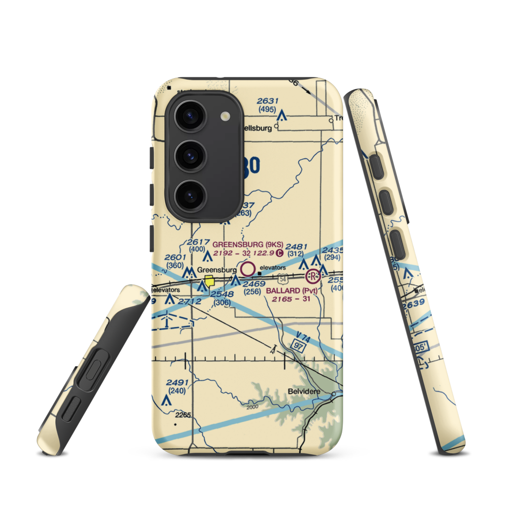 Greensburg Municipal Airport (9KS) VFR Sectional Samsung Phone Case Samsung Galaxy S23 model shown