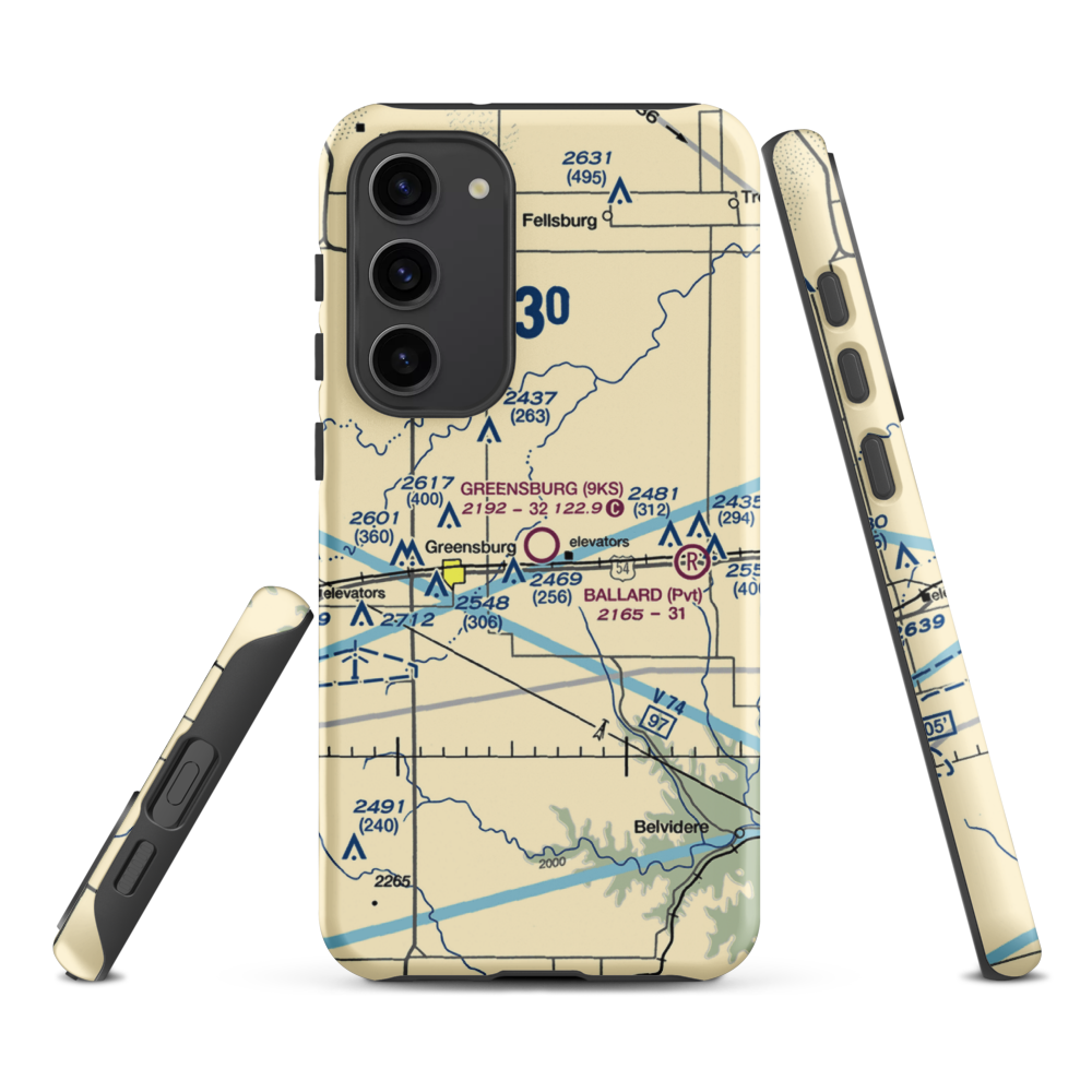 Greensburg Municipal Airport (9KS) VFR Sectional Samsung Phone Case Samsung Galaxy S23 Plus model shown