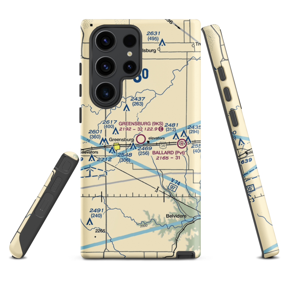 Greensburg Municipal Airport (9KS) VFR Sectional Samsung Phone Case Samsung Galaxy S23 Ultra model shown