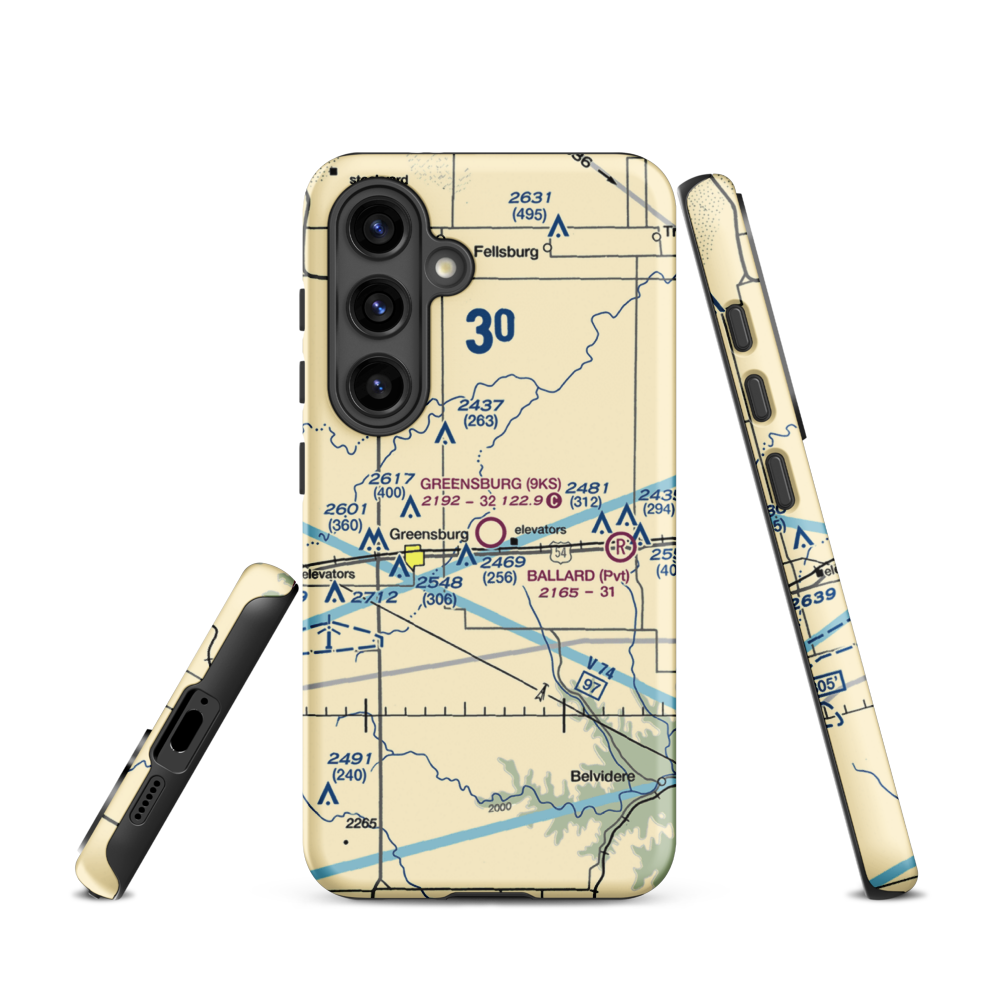 Greensburg Municipal Airport (9KS) VFR Sectional Samsung Phone Case Samsung Galaxy S24 model shown