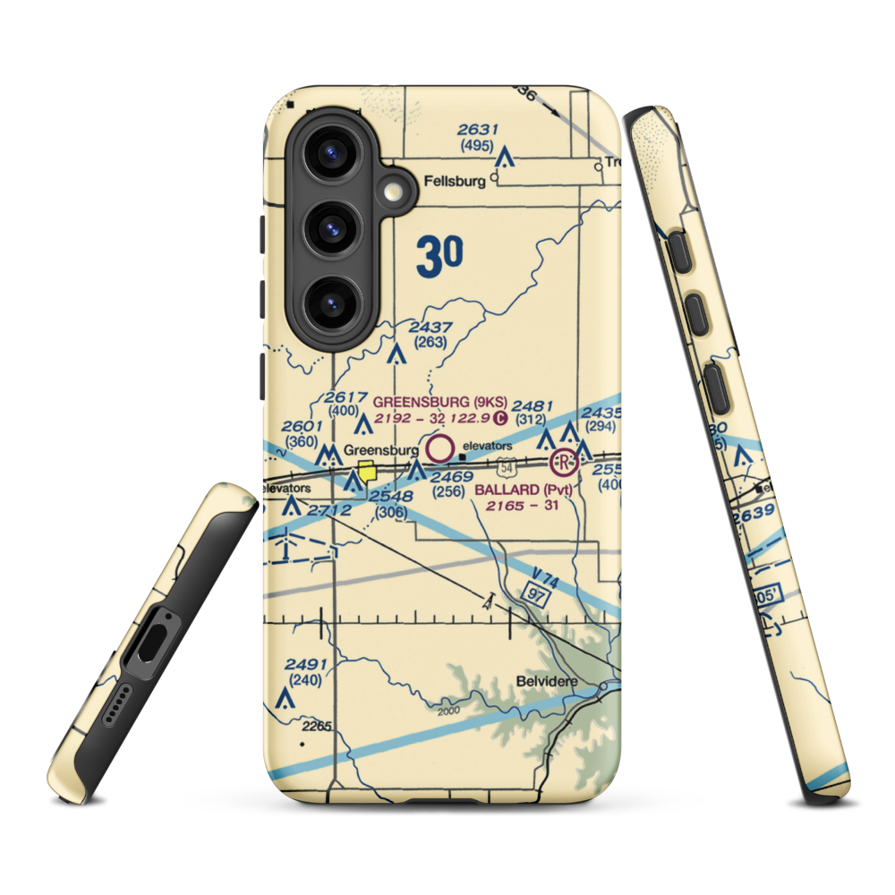 Greensburg Municipal Airport (9KS) VFR Sectional Samsung Phone Case Samsung Galaxy S24 Plus model shown