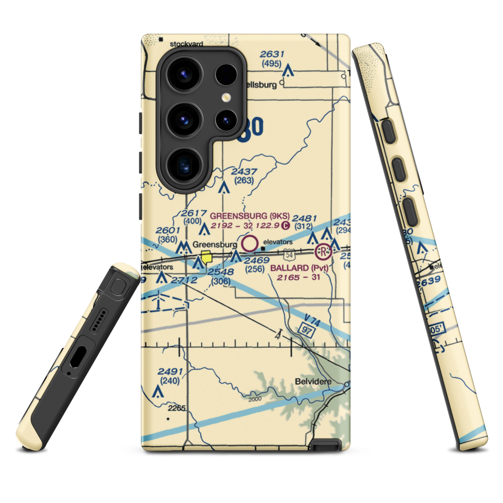 Greensburg Municipal Airport (9KS) VFR Sectional Samsung Phone Case Samsung Galaxy S24 Ultra model shown