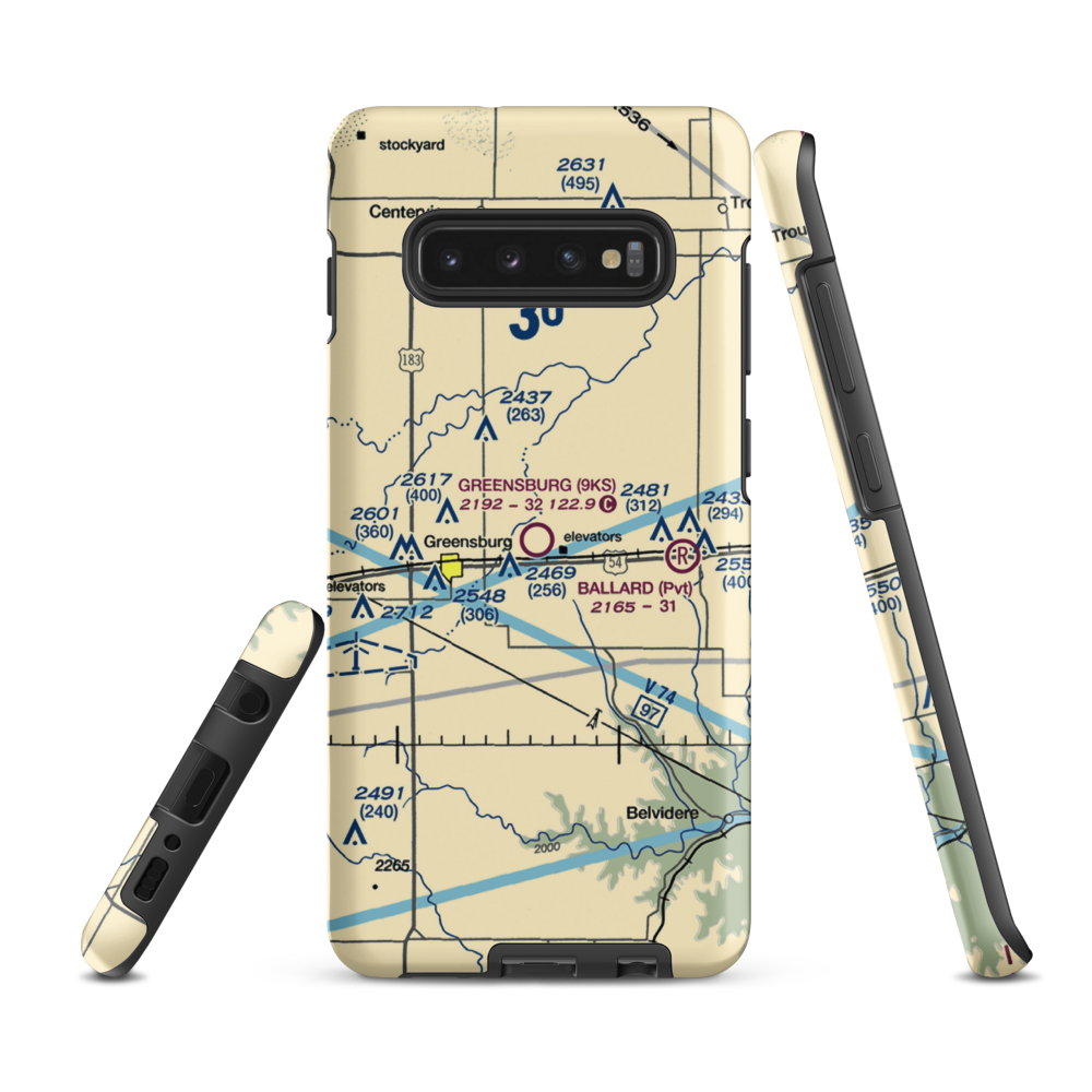 Greensburg Municipal Airport (9KS) VFR Sectional Samsung Phone Case Samsung Galaxy S10 Plus model shown