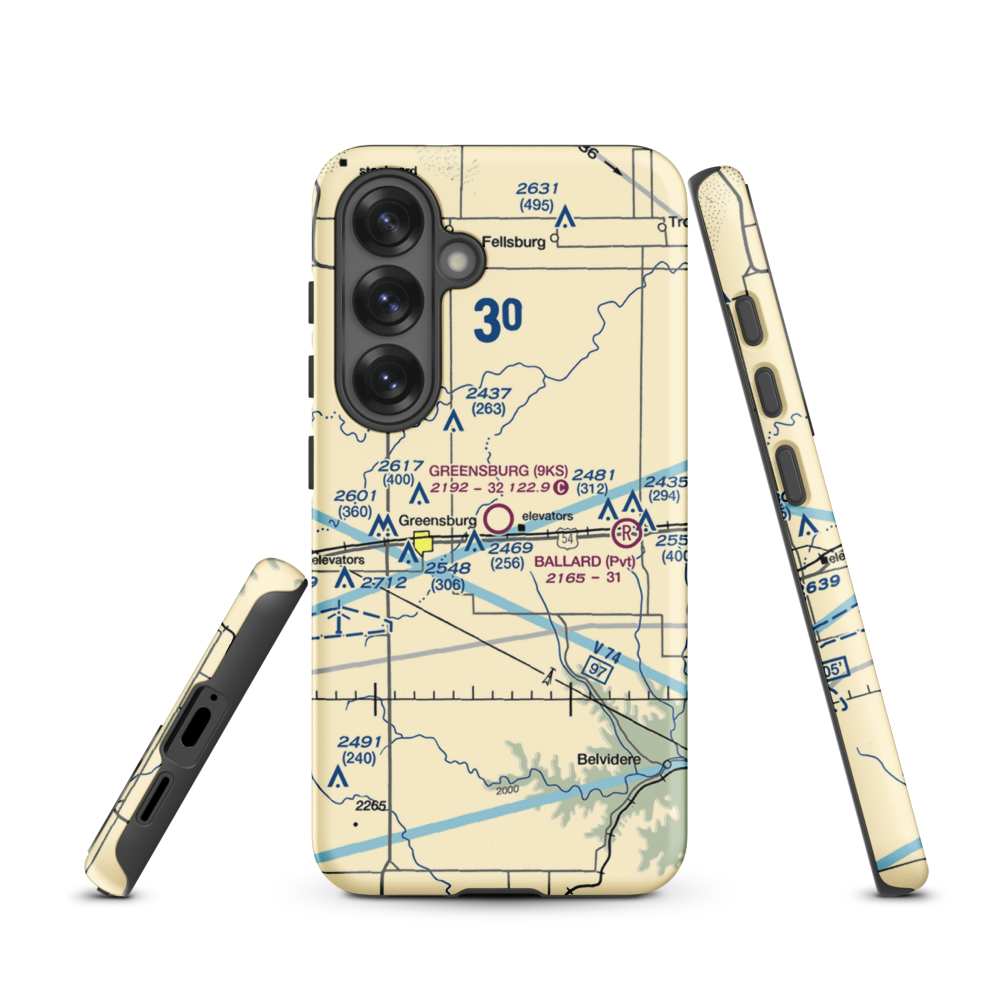 Greensburg Municipal Airport (9KS) VFR Sectional Samsung Phone Case Samsung Galaxy S25 model shown