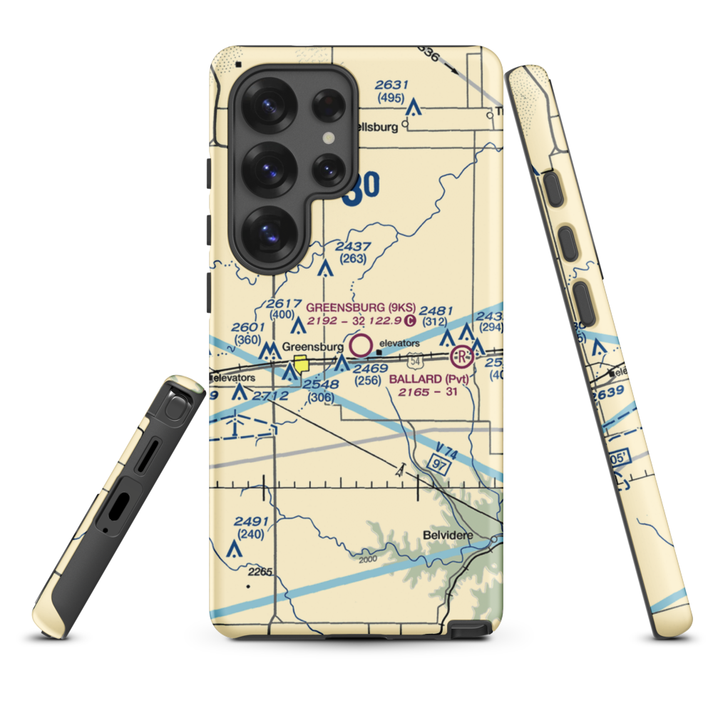 Greensburg Municipal Airport (9KS) VFR Sectional Samsung Phone Case Samsung Galaxy S25 Ultra model shown