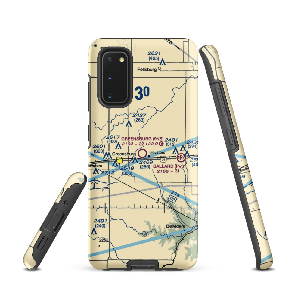 Greensburg Municipal Airport (9KS) VFR Sectional Samsung Phone Case Samsung Galaxy S20 model shown