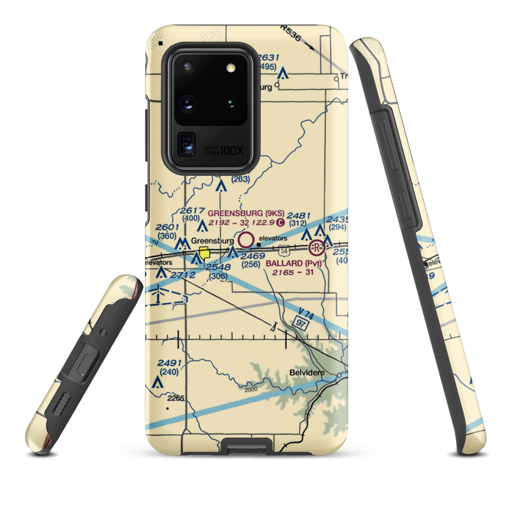 Greensburg Municipal Airport (9KS) VFR Sectional Samsung Phone Case Samsung Galaxy S20 Ultra model shown