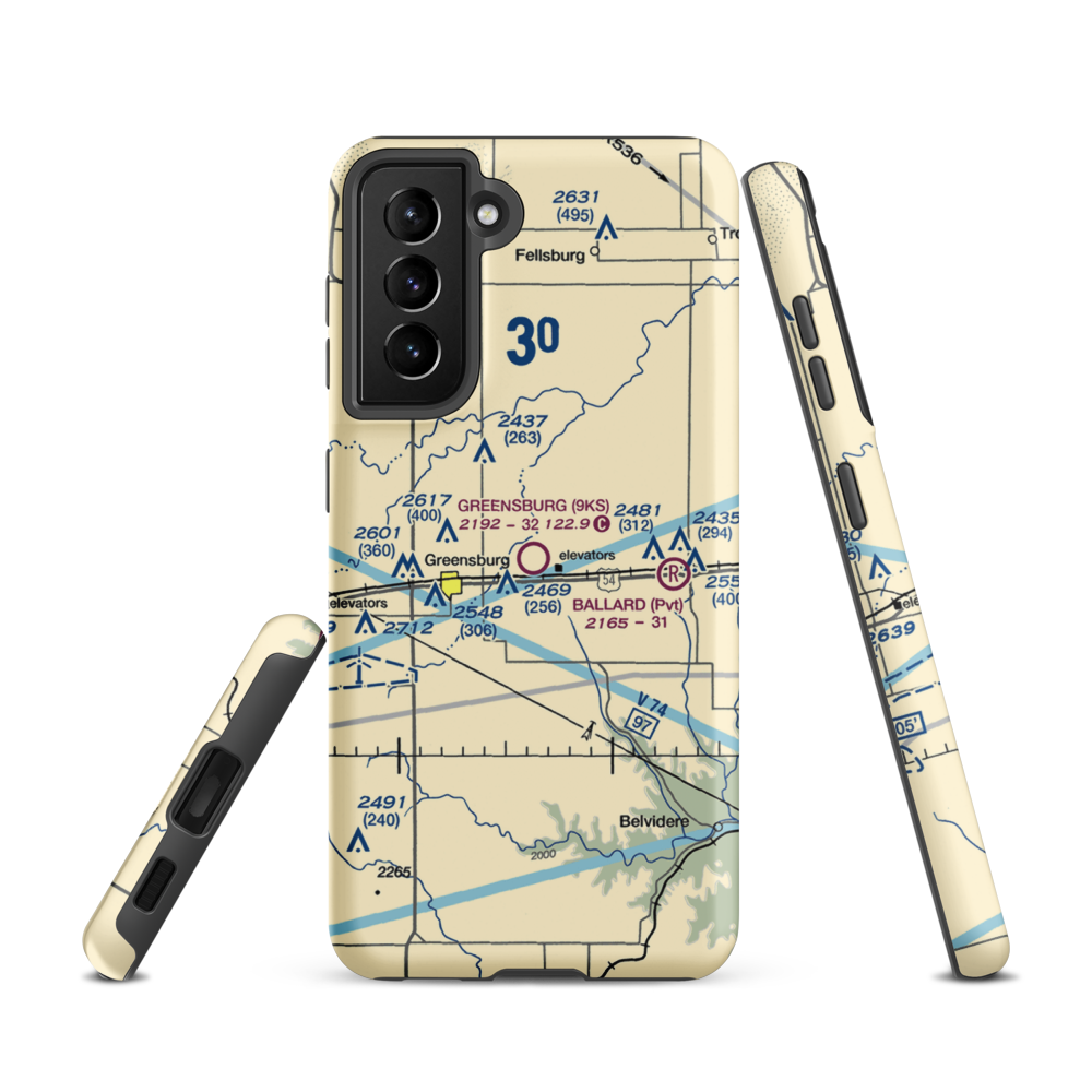 Greensburg Municipal Airport (9KS) VFR Sectional Samsung Phone Case Samsung Galaxy S21 model shown