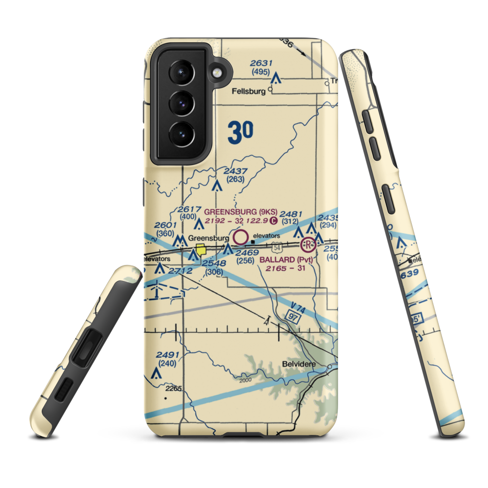 Greensburg Municipal Airport (9KS) VFR Sectional Samsung Phone Case Samsung Galaxy S21 Plus model shown