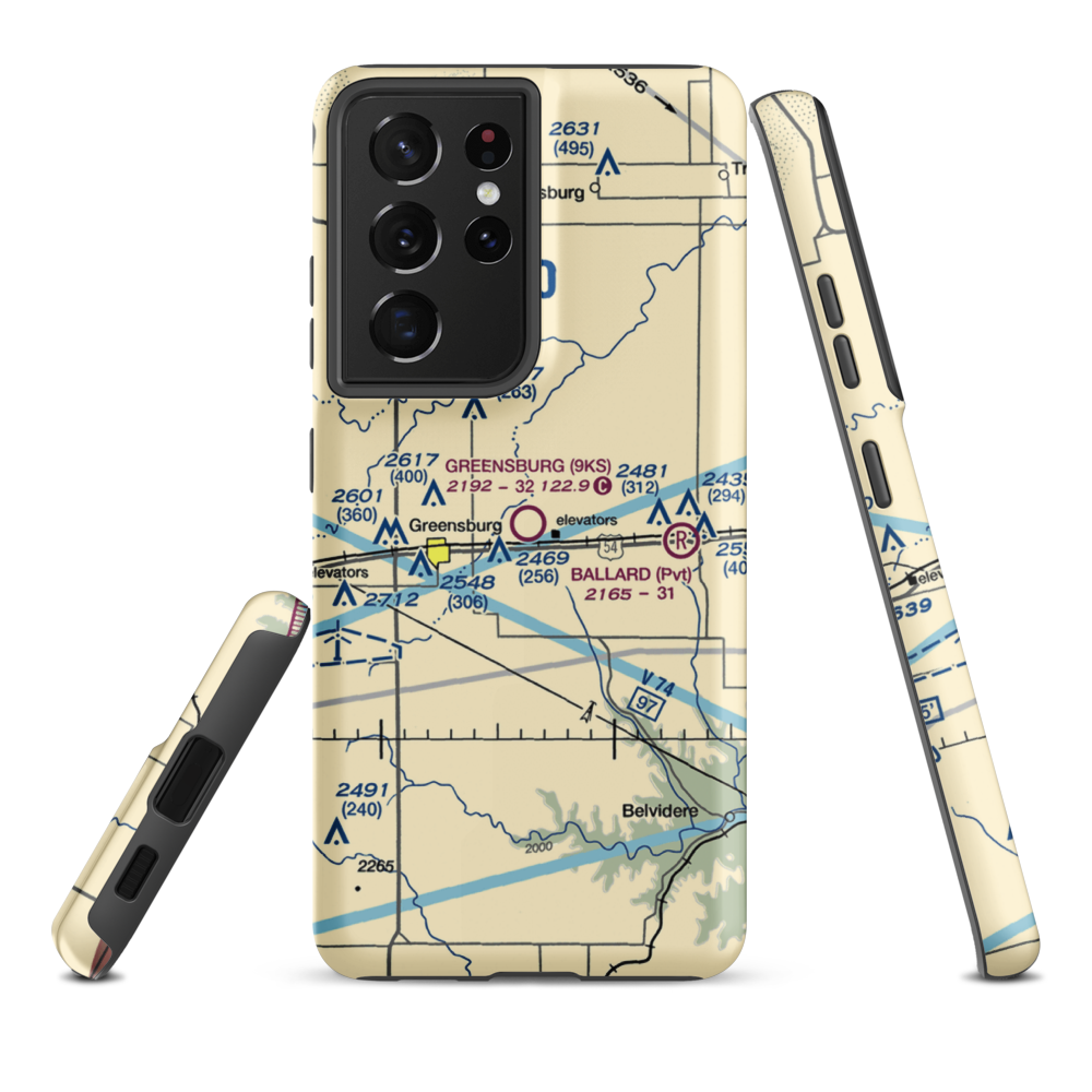 Greensburg Municipal Airport (9KS) VFR Sectional Samsung Phone Case Samsung Galaxy S21 Plus model shown